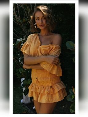Sunshine Smocked Ruffle Mini Dress with Tassel Tie